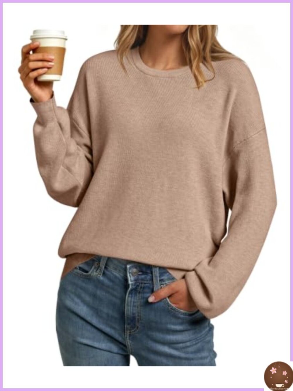 Oversized Wool Blend Crewneck Sweater Cozy Pullover Top